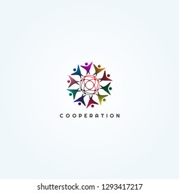 Unity logo template, vector logo for business corporate, cooperations, coworking, team work, elements, illustrations -vector