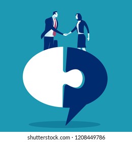 Unity. Man and woman hand shake. Business vector concept illustration