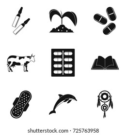 Unity with nature icons set. Simple set of 9 unity with nature vector icons for web isolated on white background