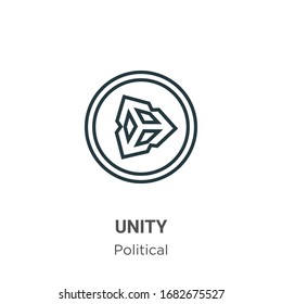 Unity outline vector icon. Thin line black unity icon, flat vector simple element illustration from editable political concept isolated stroke on white background
