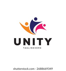 Plantilla de Vector del icono del logotipo de Unity people care.