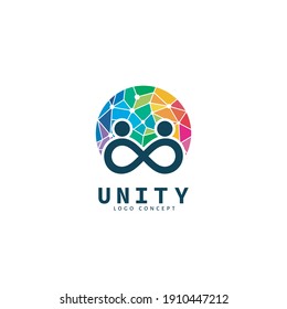 Unity People Colorful Logo Design Symbol Template Flat Style Vector Illustration