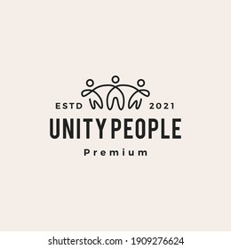 Unity People Hipster Vintage Logo Vector Icon Illustration