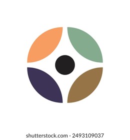 Unity People Minimalist logo vector icon illustration, Multi-Ethnic Group of People Community, Unity, Friendship, and Solidarity. Abstract colorful people symbols in circle - vector graphic icon. 