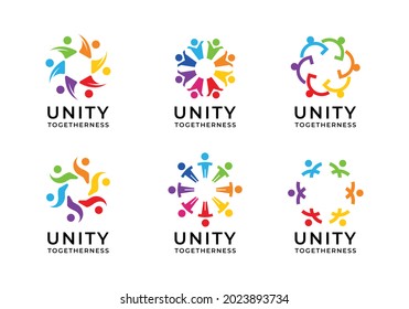 Unity people, togetherness, leadership business logo design collection