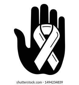 Unity ribbon in hand icon. Simple illustration of unity ribbon in hand vector icon for web design isolated on white background