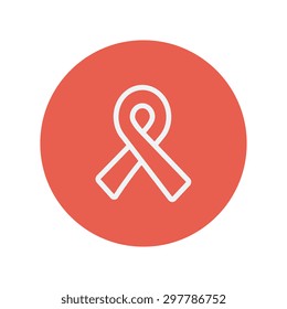 Unity ribbon thin line icon for web and mobile minimalistic flat design. Vector white icon inside the red circle.