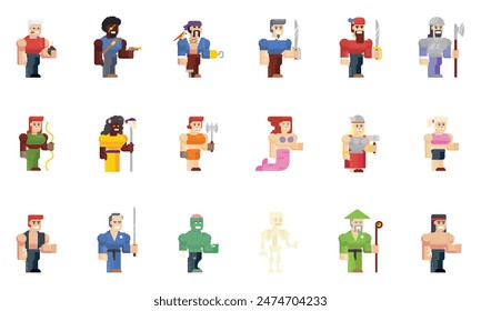Unity set of Geometric flat design character illustration.