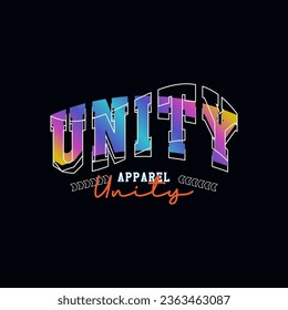 Unity slogan colorful simple vintage t shirt