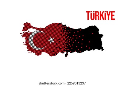 Unity and solidarity design. Turkish Flag From Dot. Turkey earthquake. Major earthquakes in eastern Turkey on February 6, 2023.