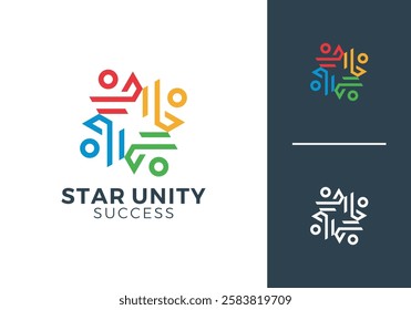 unity with star logo. success people education vector graphic design