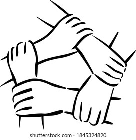 Unity team building symbol of people hands holding each other