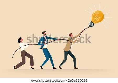 Unity of a team of business people working to find an idea. Concept of searching for a business idea.