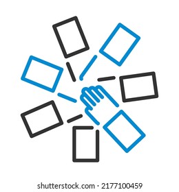 Unity And Teamwork Icon. Editable Bold Outline With Color Fill Design. Vector Illustration.