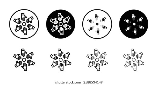 Unity and teamwork icon line art vector