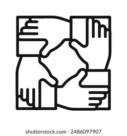 Unity and teamwork icon mark in filled style