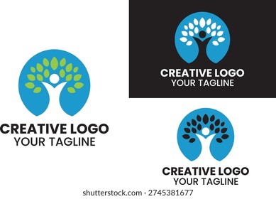 Unity Tree of Life Vector Logo – Circular Human Nature Harmony Eco Design