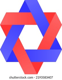 Unity triangle. Illusion triangle. Red blue triangle. Chained triangle. Illusion art vector 