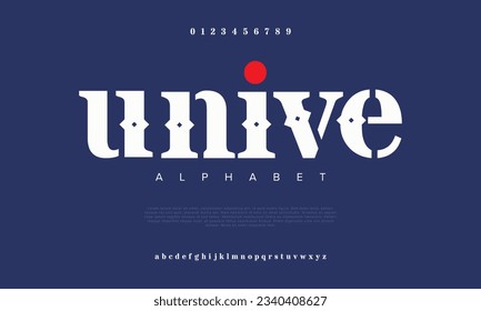 Unive creative vintage alphabet font. Digital abstract moslem, futuristic, fashion, sport, minimal technology typography. Simple numeric vector illustration