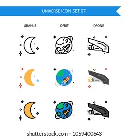 Univers Icon Set.uranus,planet,Earth,orbit,Drone,droid.