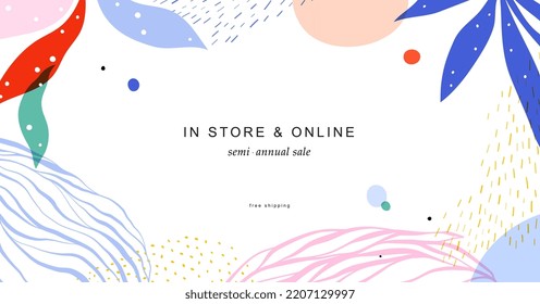 Universal abstract artistic template. Good for email header, social media post, AD, event and page cover, banner, background, brand identity, business card, poster, brochure and other graphic design. 