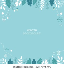 Plantilla de arte creativo de resumen universal con marco y fondo navideño y invernal