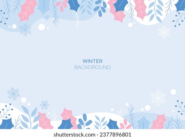 Plantilla de arte creativo de resumen universal con marco y fondo navideño y invernal