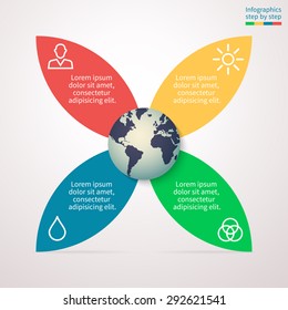 Universal abstract element of chart, graph, diagram with 4 steps, options, parts, processes. Vector business template for presentation and training
