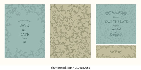 
Patrones abstractos y florales universales. Se utiliza para invitaciones de boda o postales.