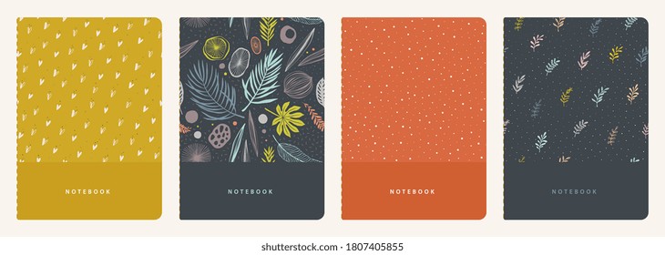 Universal abstract and floral templates. Applicable for notebook covers, planners, brochures, books, catalogs etc. Seamless patterns and masks used, easy to re-size.