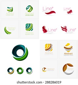 Universal abstract geometric shapes - business emblems. Created with wavy overlapping elements, clean flowing modern design