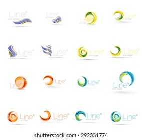 Universal abstract geometric shapes - business emblems. Created with wavy overlapping elements, clean flowing modern design