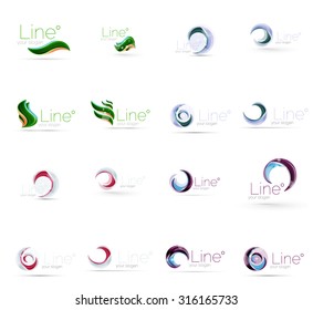Universal abstract geometric shapes - business emblems. Created with wavy overlapping elements, clean flowing modern design