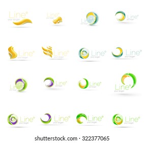 Universal abstract geometric shapes - business emblems. Created with wavy overlapping elements, clean flowing modern design Universal abstract geometric shapes - business emblems. Created with wavy overlapping elements, clean flowing modern design
