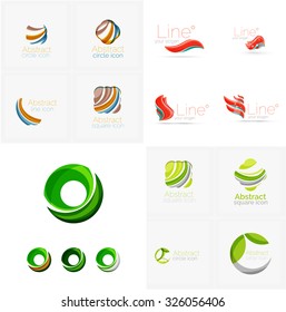 Universal abstract geometric shapes - business emblems. Created with wavy overlapping elements, clean flowing modern design