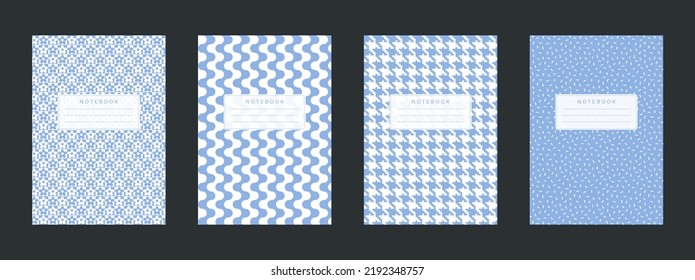 Universal abstract layouts. Cover page templates set. Applicable for notebooks, planners, brochures, books, catalogs, etc. seamless patterns and masks used, easy to resize. Vector EPS10