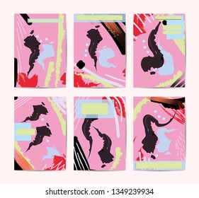 Universal abstract posters set. Creative abstract pineapple concept cards. Trendy creative abstract cards for wedding, anniversary, birthday, Valentin's day, party invitations, web, print. 