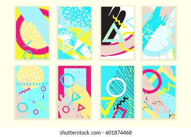 Universal abstract posters set. Creative geometric cards. Trendy creative abstract cards for wedding, anniversary, birthday, Valentin's day, party invitations, web, print.  