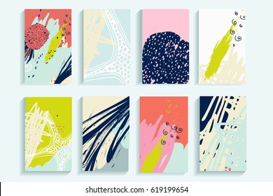 Universal abstract posters set. Creative abstract pineapple concept cards. Trendy creative abstract cards for wedding, anniversary, birthday, Valentin's day, party invitations, web, print. 