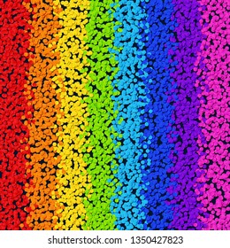 Universal Abstract Rainbow Background of Strips Blue, Green, Orange, Red, Pink, Violet, Yellow Confetti. Stylized Realistic 3d Paper Texture.
