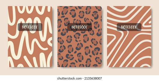 Universal abstract templates set. Applicable for notebook covers, planners, brochures, books, catalog