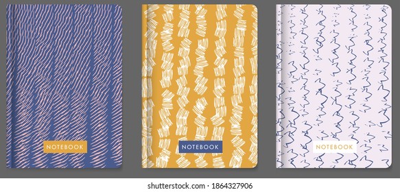 Universal abstract textures. Suitable for covers of exercise books, planners, brochures, books, catalogs, etc. Vector illustration