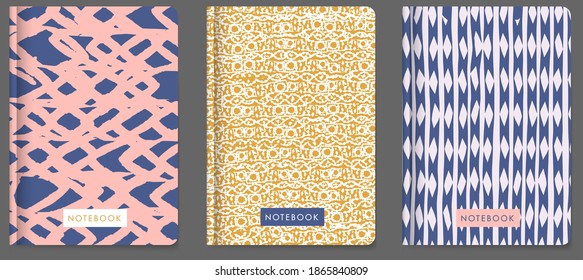 Universal abstract textures. Suitable for covers of exercise books, planners, brochures, books, catalogs, etc. Vector illustration