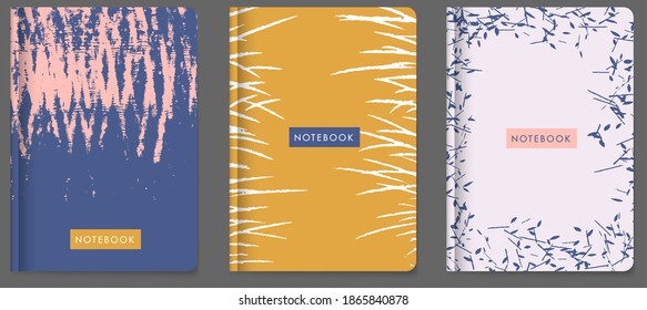 Universal abstract textures. Suitable for covers of exercise books, planners, brochures, books, catalogs, etc. Vector illustration