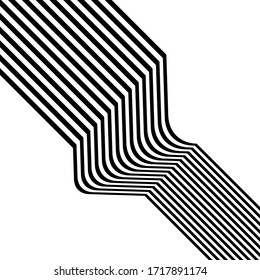 Universal abstraction of black and white diagonal stripes. Vector background illustration. Optical art graphics. Can be used in cover design, book design, website background, CD cover, advertising.