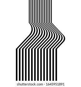 Universal abstraction of black and white vertical stripes. Vector background illustration. Optical art graphics. Can be used in cover design, book design, website background, CD cover, advertising.