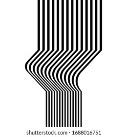 Universal abstraction of black and white vertical stripes. Vector background illustration. Optical art graphics. Can be used in cover design, book design, website background, CD cover, advertising.