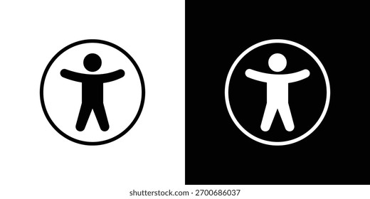Colección de silueta de icono de acceso universal en versiones lisas planas en blanco y negro para Diseños gráficos
