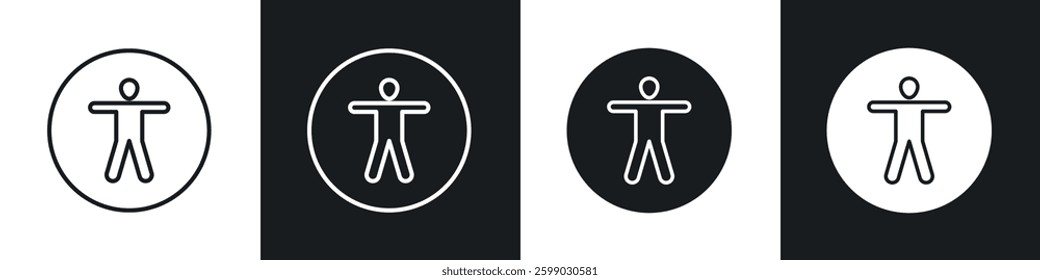 Universal access icons in flat and linear vector illustration on white background.