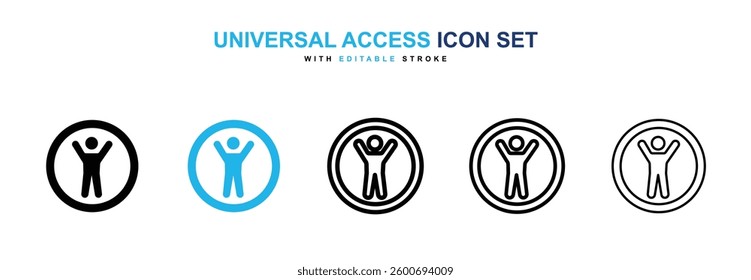 Universal access icons graphics set in black and blue colors